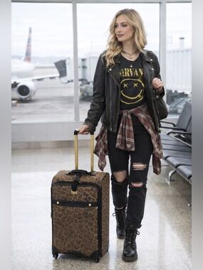 Leopard Print Rolling Carry-On Luggage